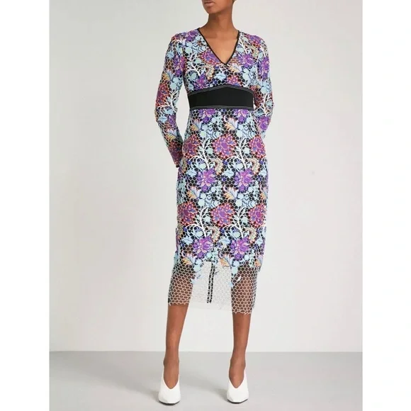 chinese dress ladies Giada Navy Lace Deep V Long Sleeve Maxi Dress (Archive Sale)